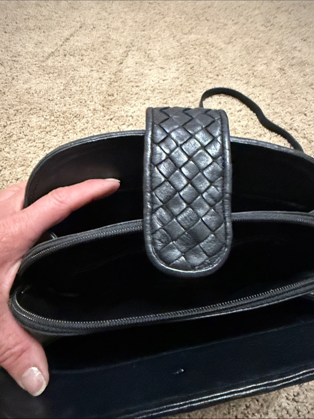 Vintage Black Unbranded Woven Leather Clutch/Shoulder/Crossbody Purse - Picture 3 of 5